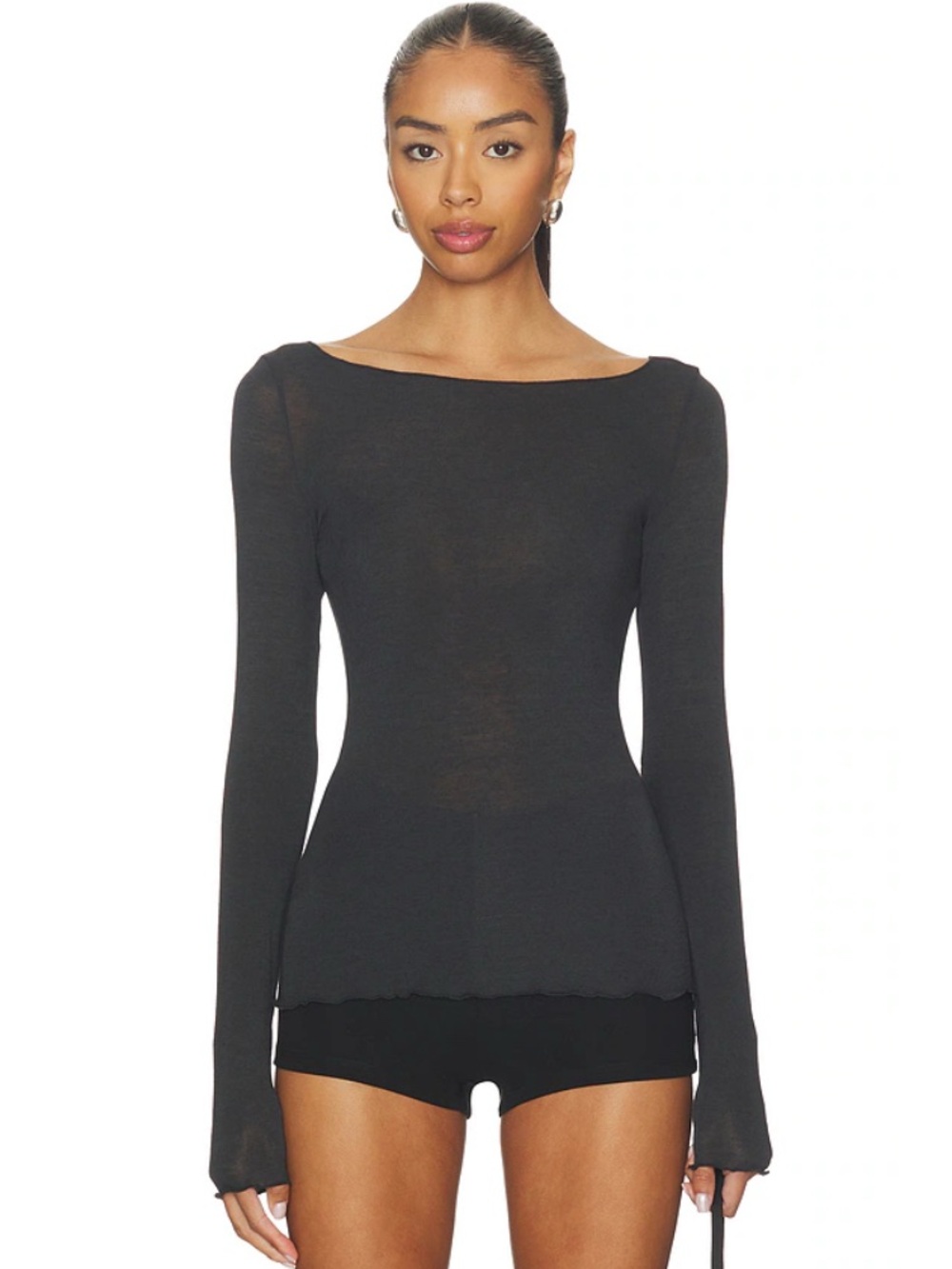 SKIMS Sheer Modal Long Sleeve T-Shirt XS - Picture 4 of 11